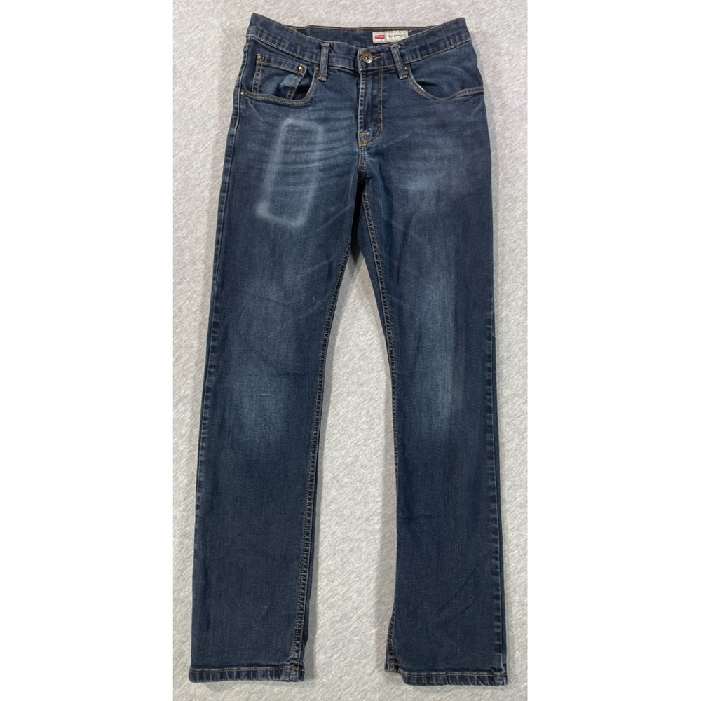 Wrangler Slim Straight Jeans Mens 29x30 (Fits 28x28.5) Blue Denim Stretch Logo